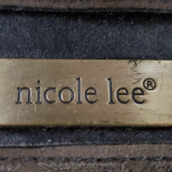 Unique Briefcase Style Black + Tan + Gold Handbag - Picture 3 of 3